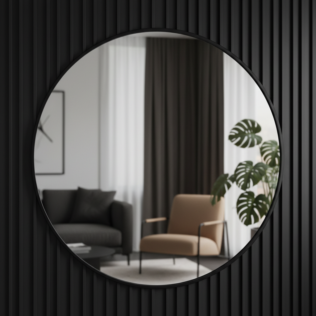 Oglinda Decorativa Rotunda 70CM Astra Neagra