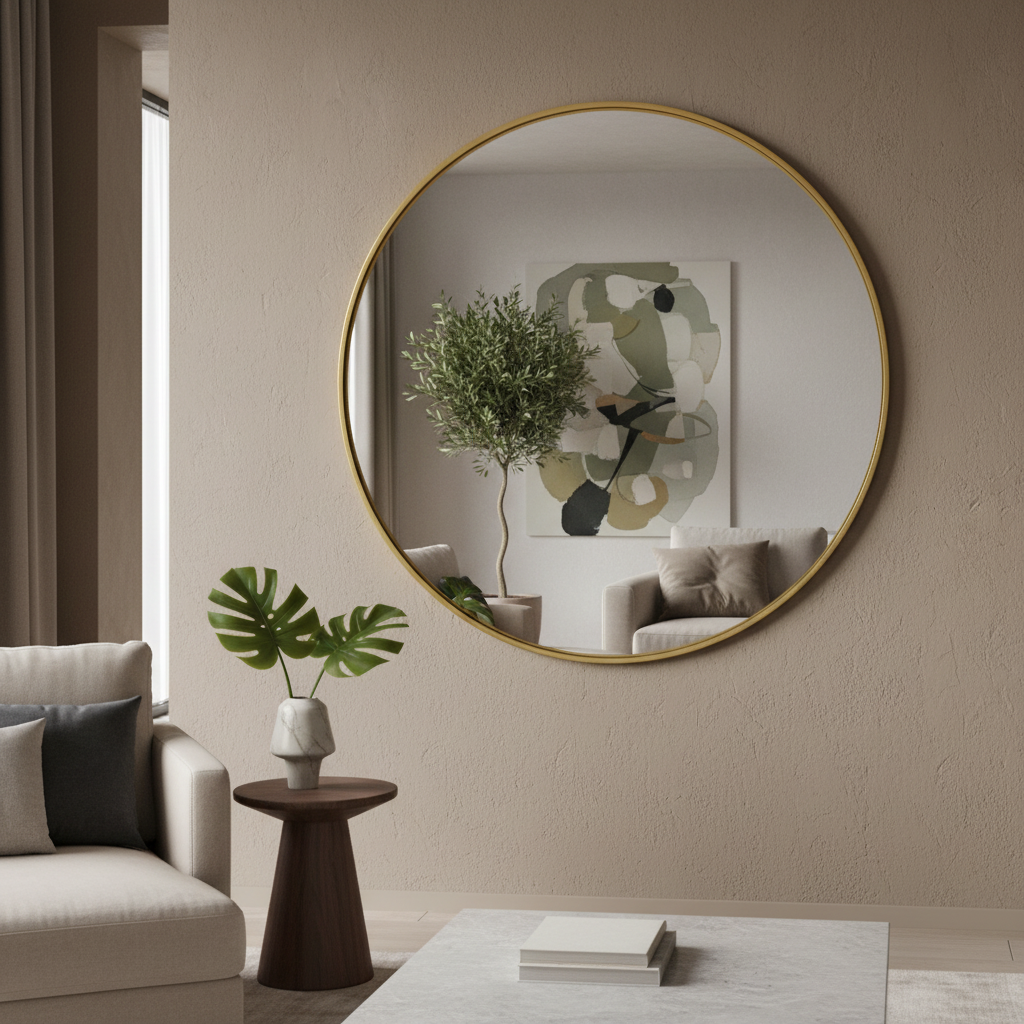 Oglinda Decorativa Rotunda 70CM Astra Aurie