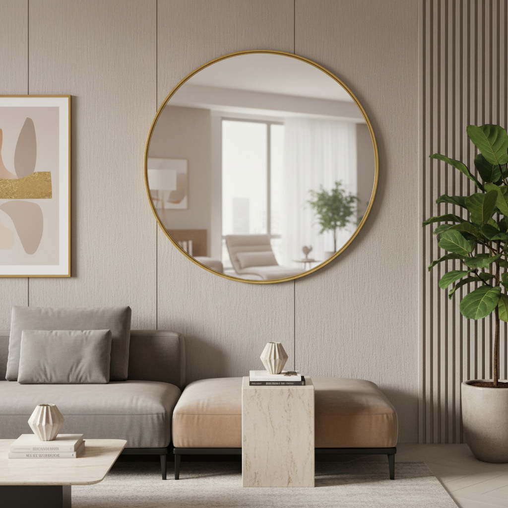 Oglinda Decorativa Rotunda 70CM Astra Aurie