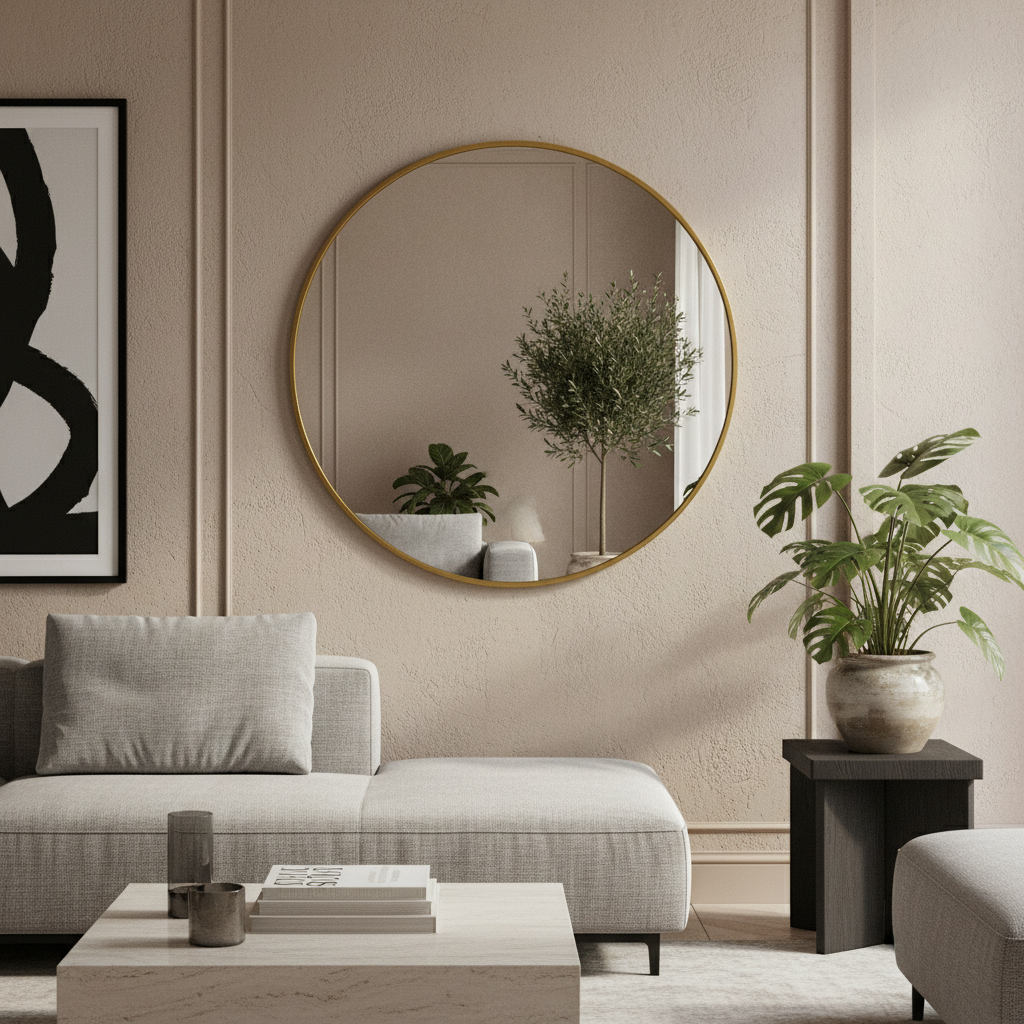Oglinda Decorativa Rotunda 70CM Astra Aurie