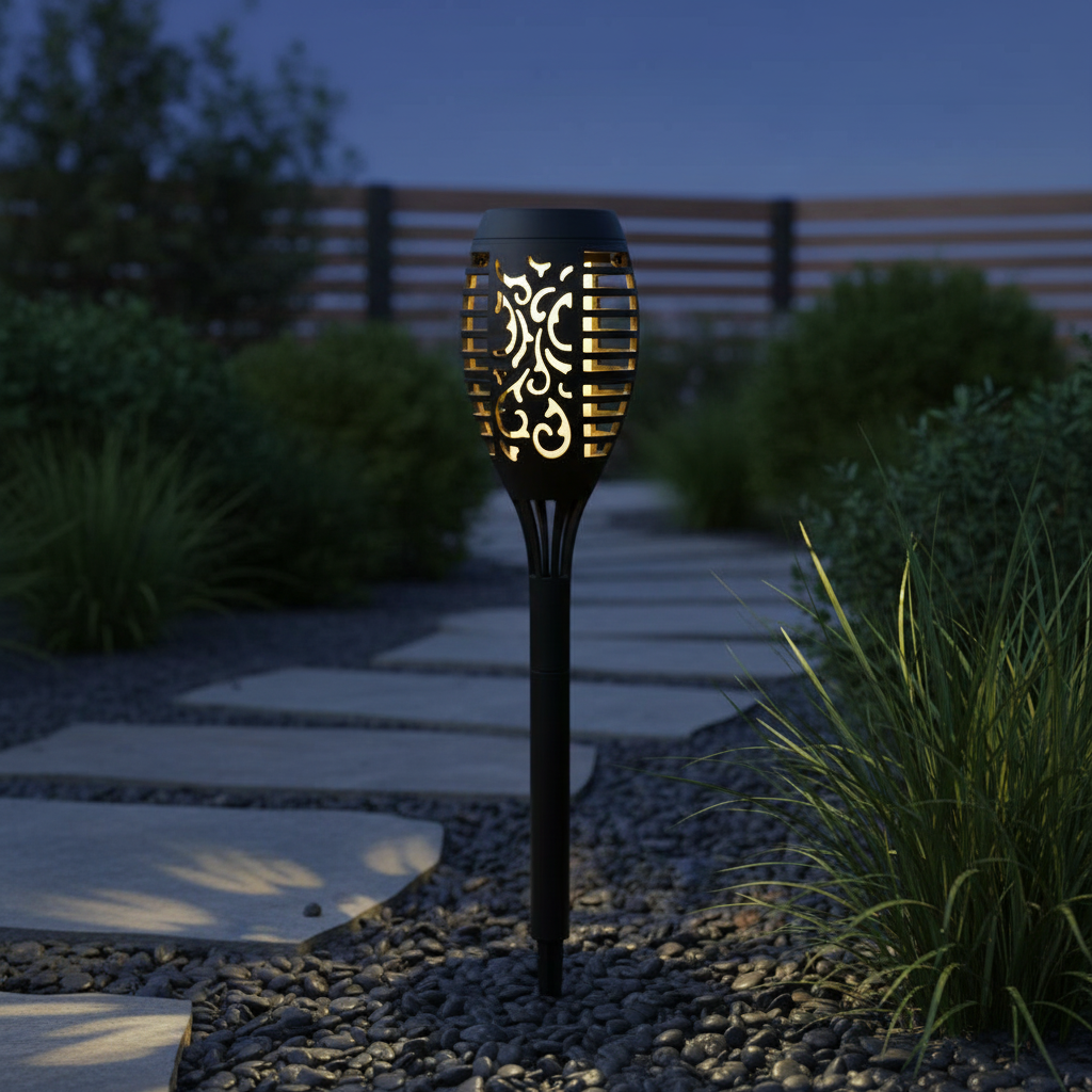 Stalp LED Gradina ERSTE Efect Flacara 50cm cu Incarcare Solara