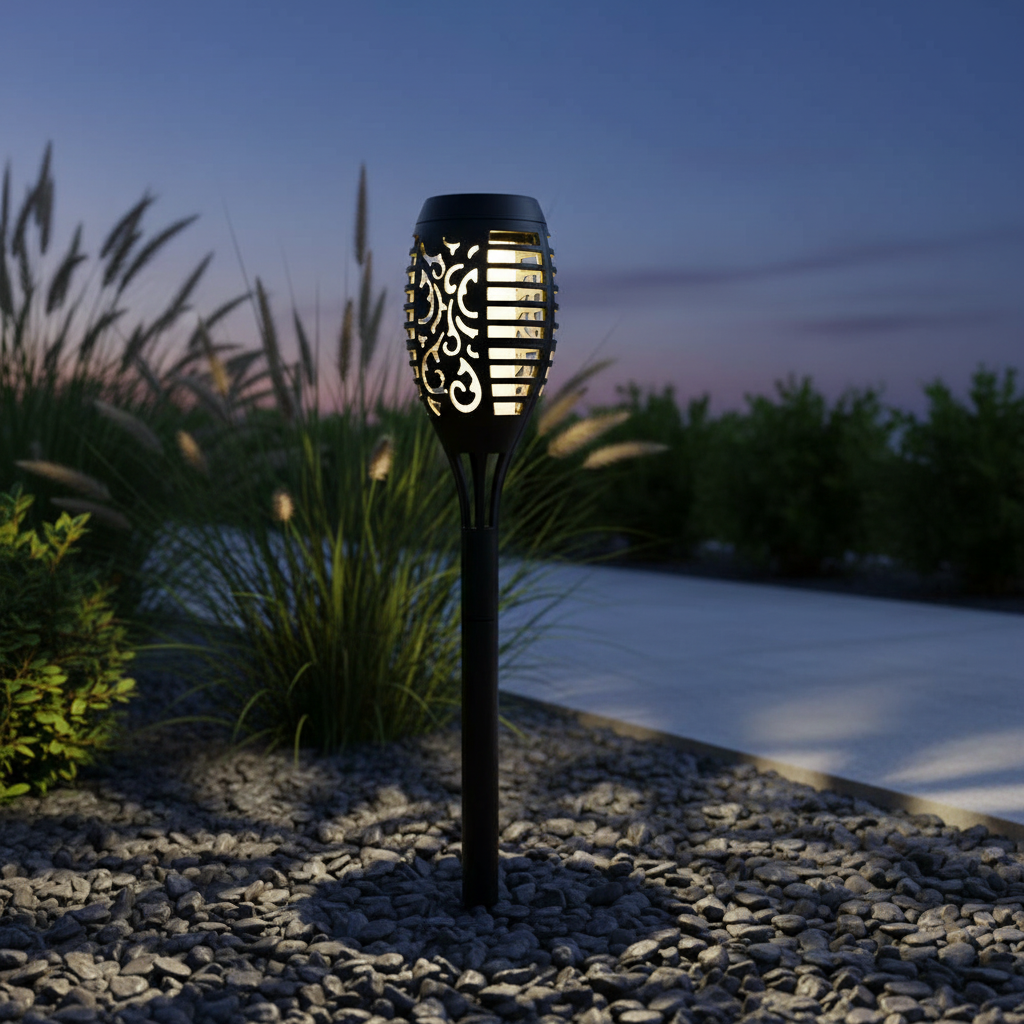 Stalp LED Gradina ERSTE Efect Flacara 50cm cu Incarcare Solara