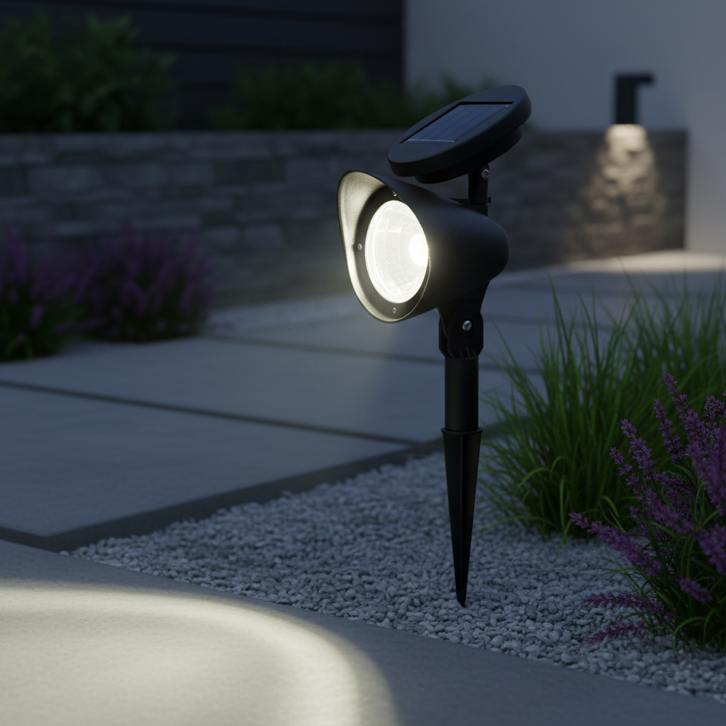 Stalp LED Gradina Ferry cu Incarcare Solara 30CM