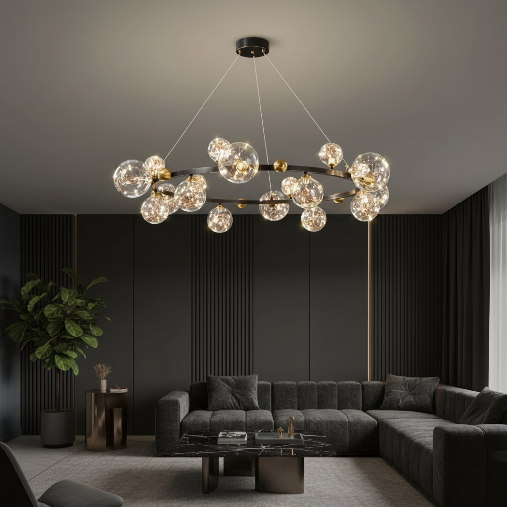 Lustra LED Abajur Black Sparkle Echivalent 100W G4066-15