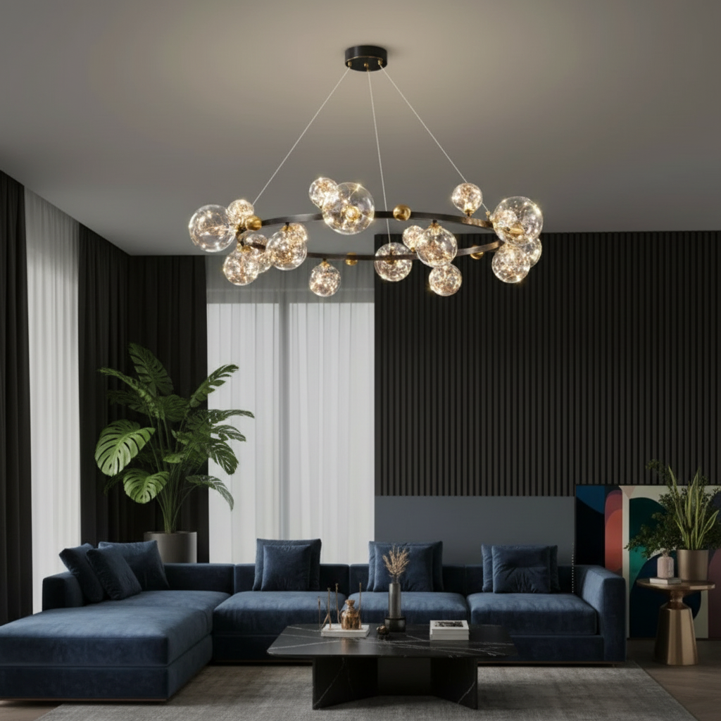 Lustra LED Abajur Black Sparkle Echivalent 100W G4066-15