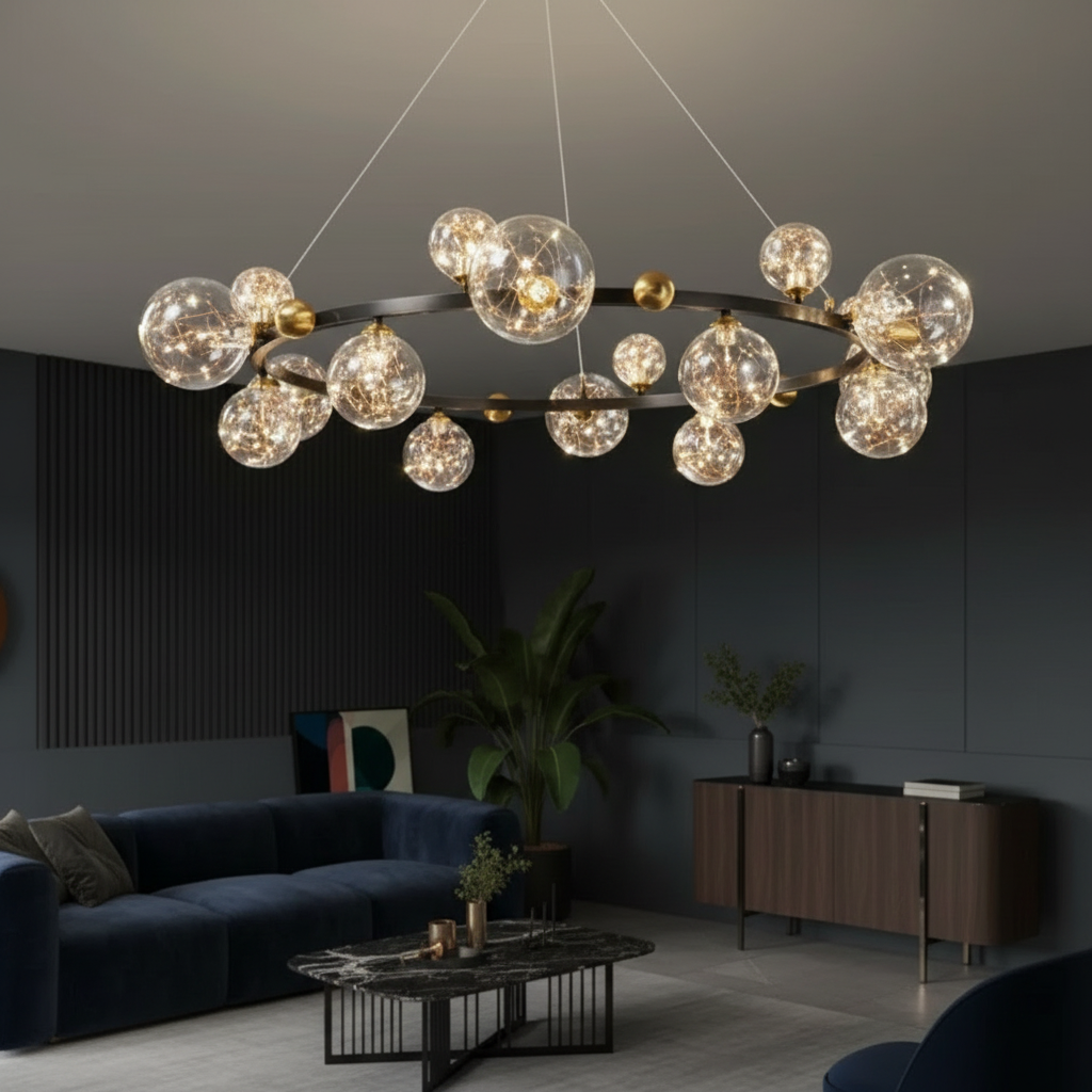 Lustra LED Abajur Black Sparkle Echivalent 100W G4066-15