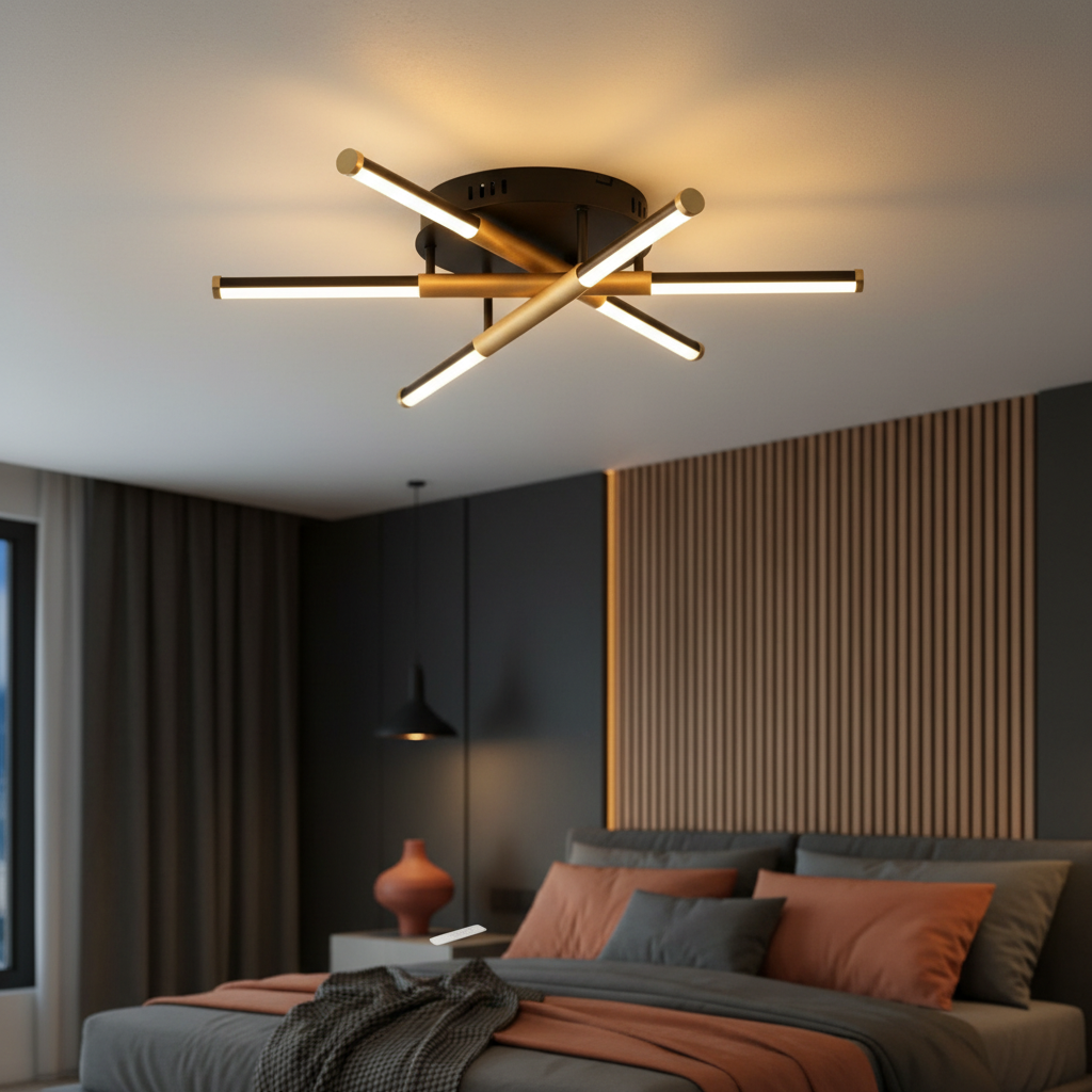 Lustra LED RIVIERA Gold&Black Echivalent 100W Telecomanda