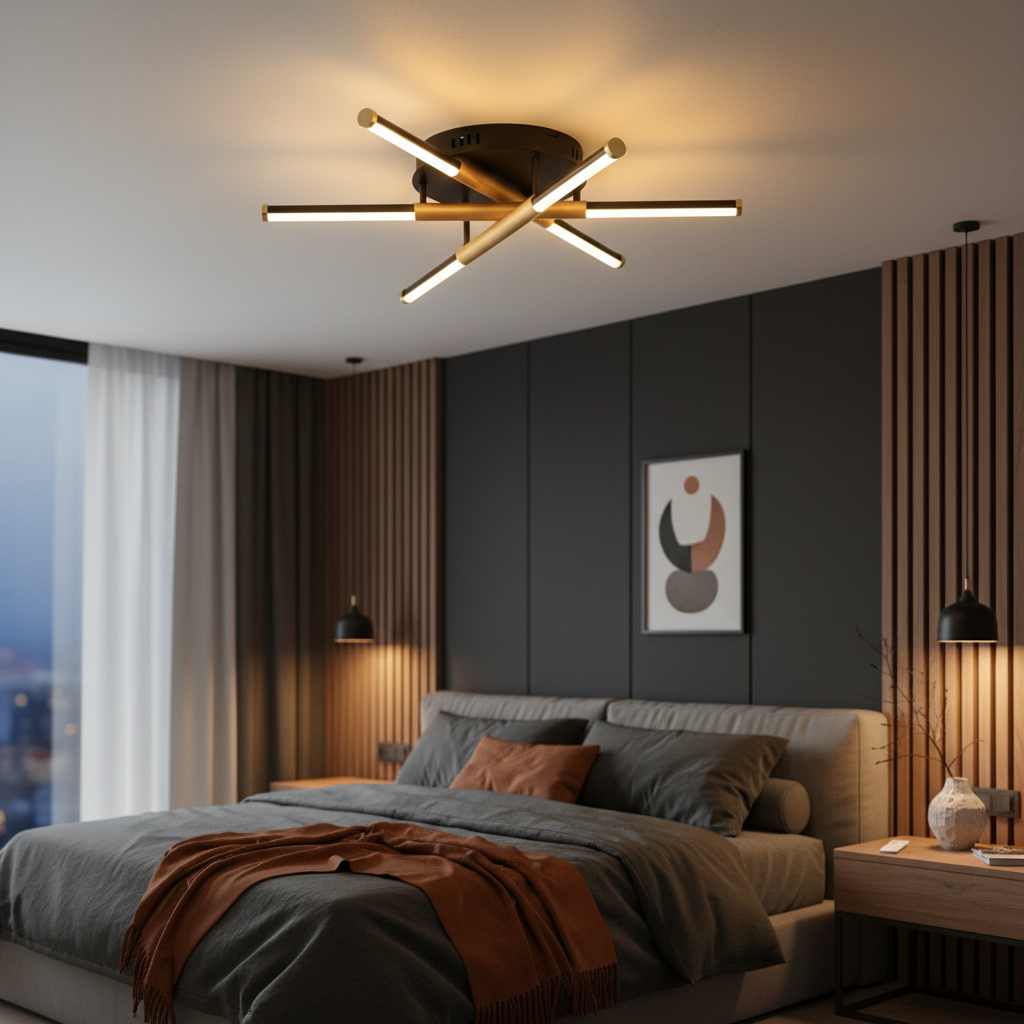 Lustra LED RIVIERA Gold&Black Echivalent 100W Telecomanda