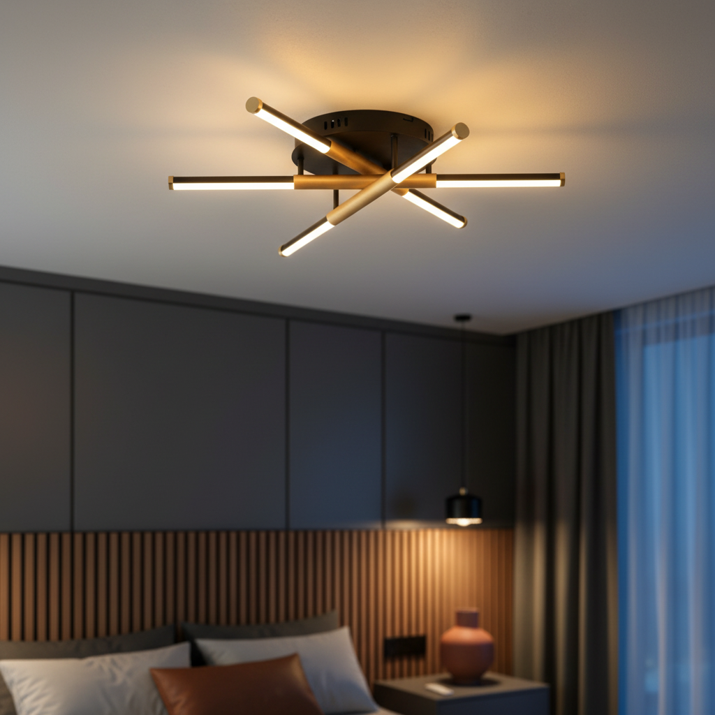 Lustra LED RIVIERA Gold&Black Echivalent 100W Telecomanda