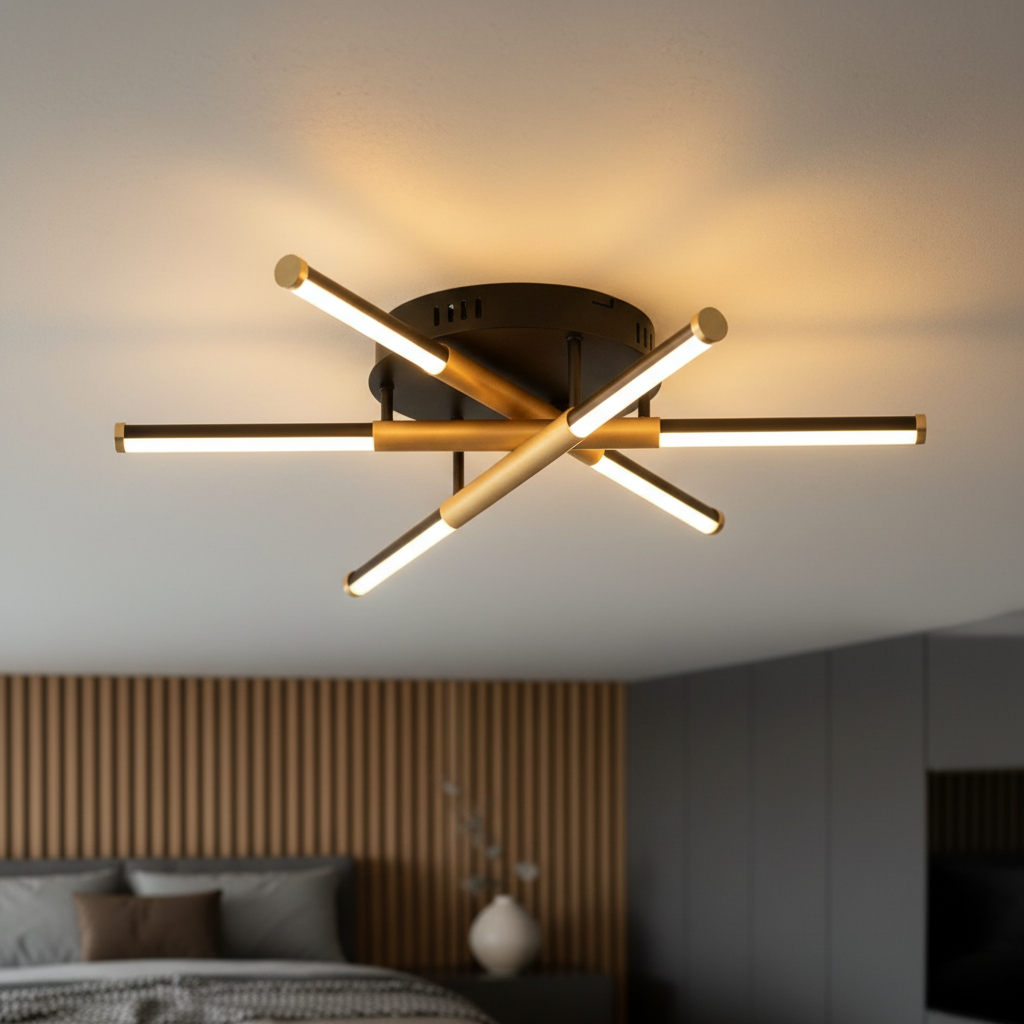 Lustra LED RIVIERA Gold&Black Echivalent 100W Telecomanda