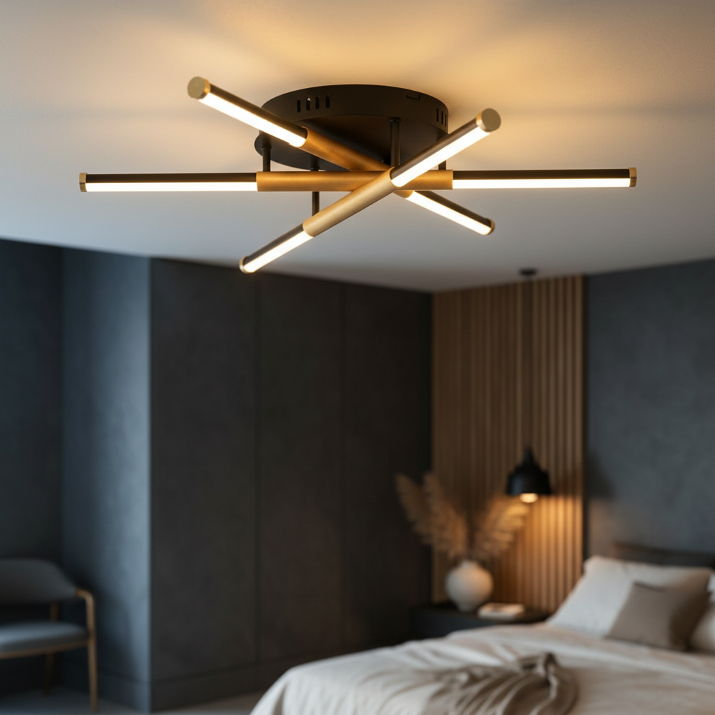 Lustra LED RIVIERA Gold&Black Echivalent 100W Telecomanda