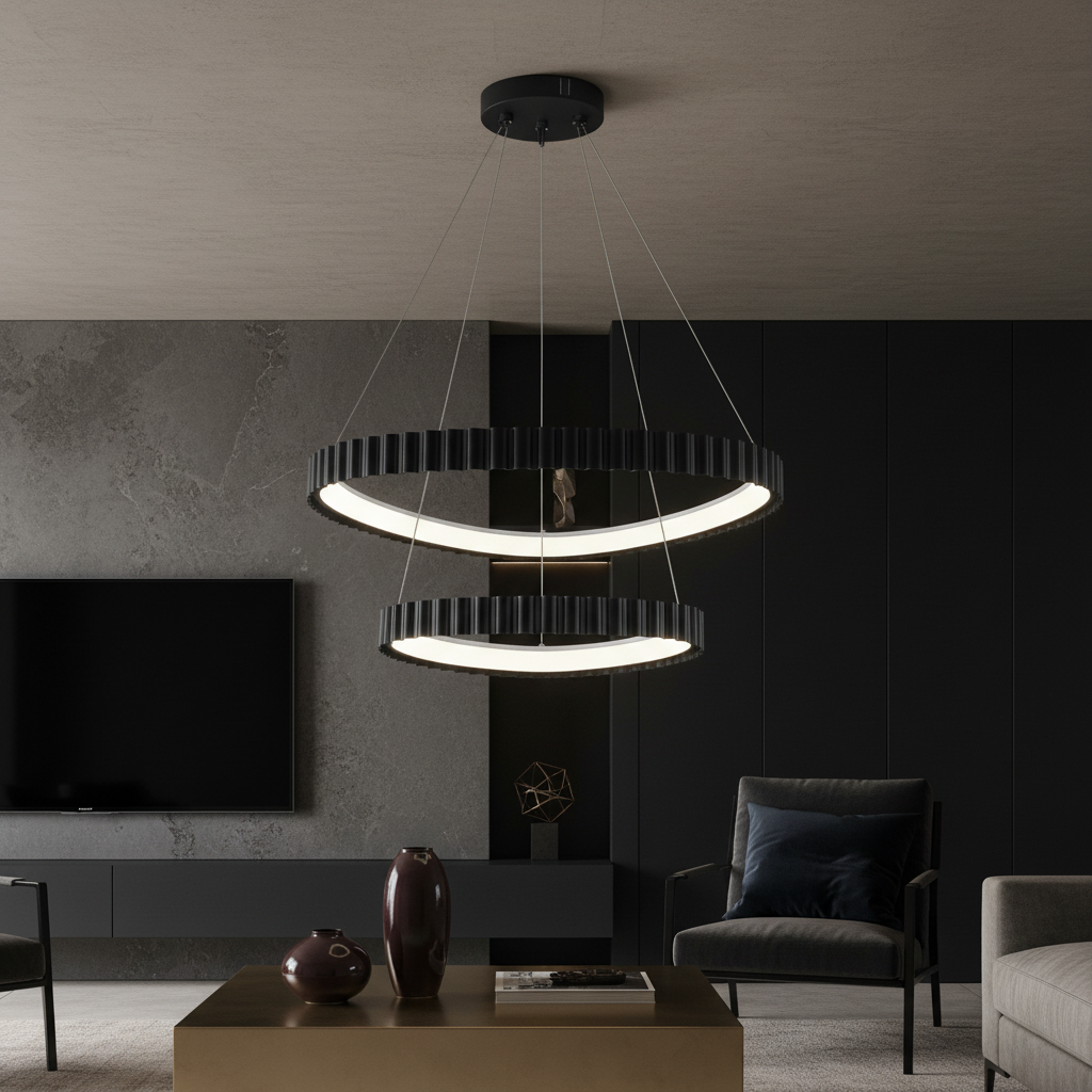 Lustra LED Suspendata 132W PALLADIO 2 Segmente Black Echivalent 700W