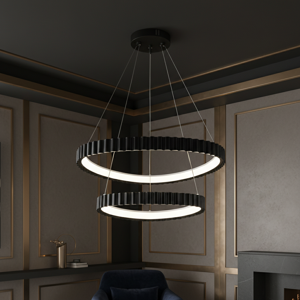 Lustra LED Suspendata 132W PALLADIO 2 Segmente Black Echivalent 700W