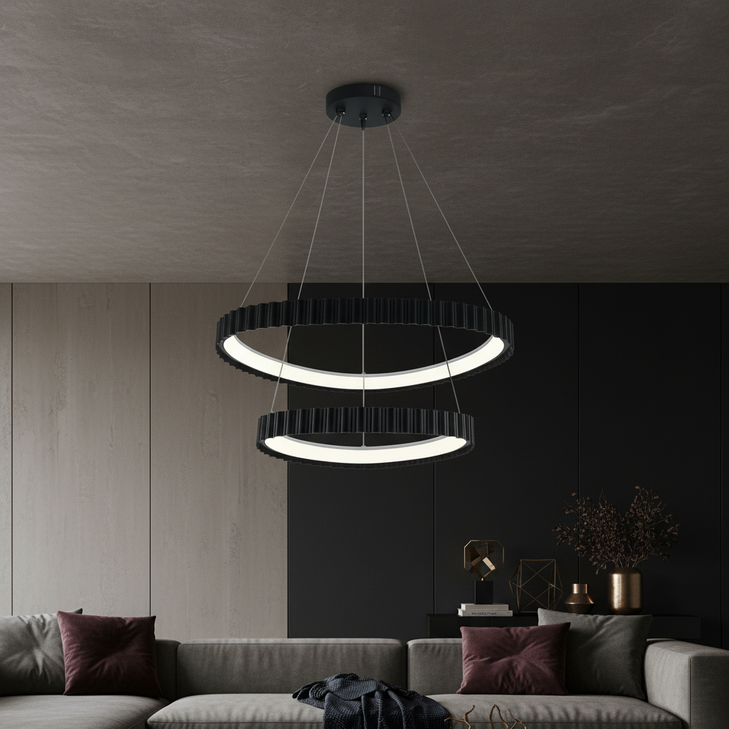 Lustra LED Suspendata 132W PALLADIO 2 Segmente Black Echivalent 700W