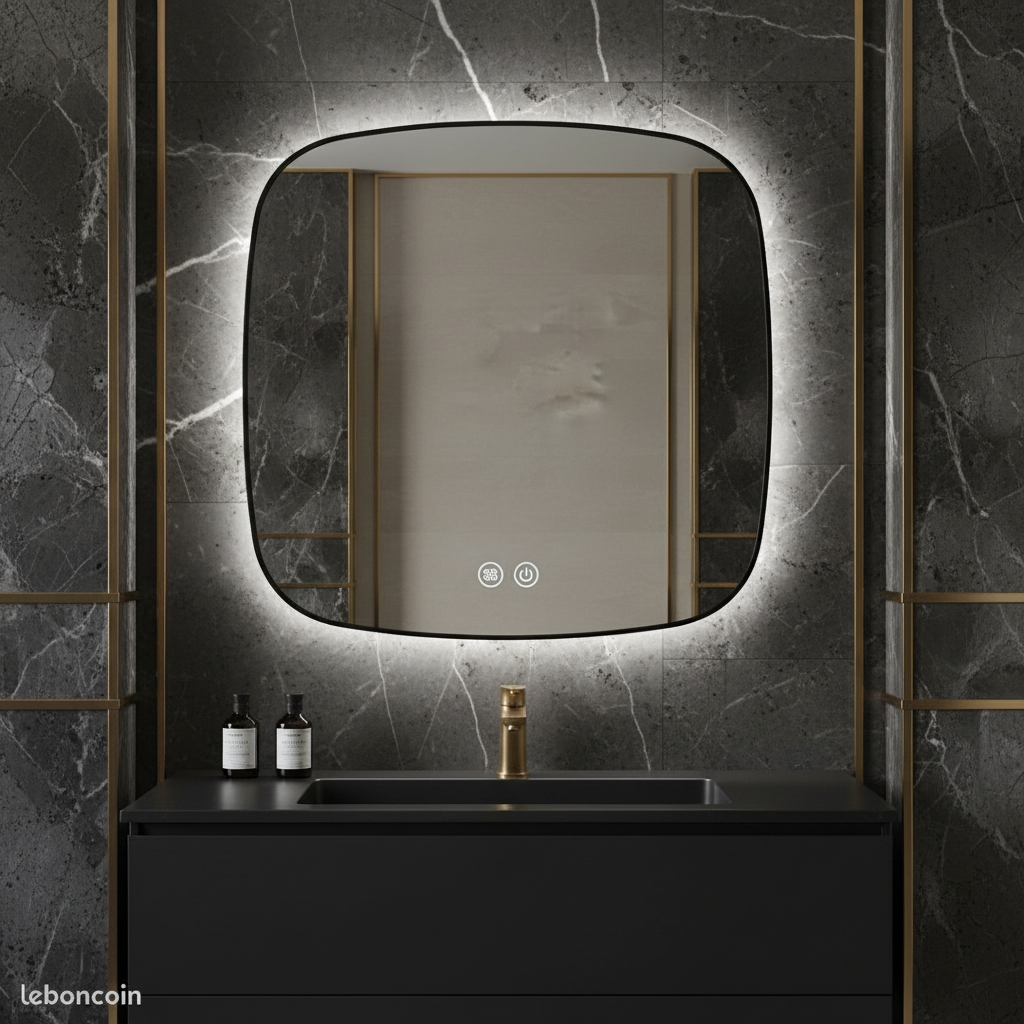 Oglinda LED DUBLIN Black 80x80CM 3 Lumini si Touch