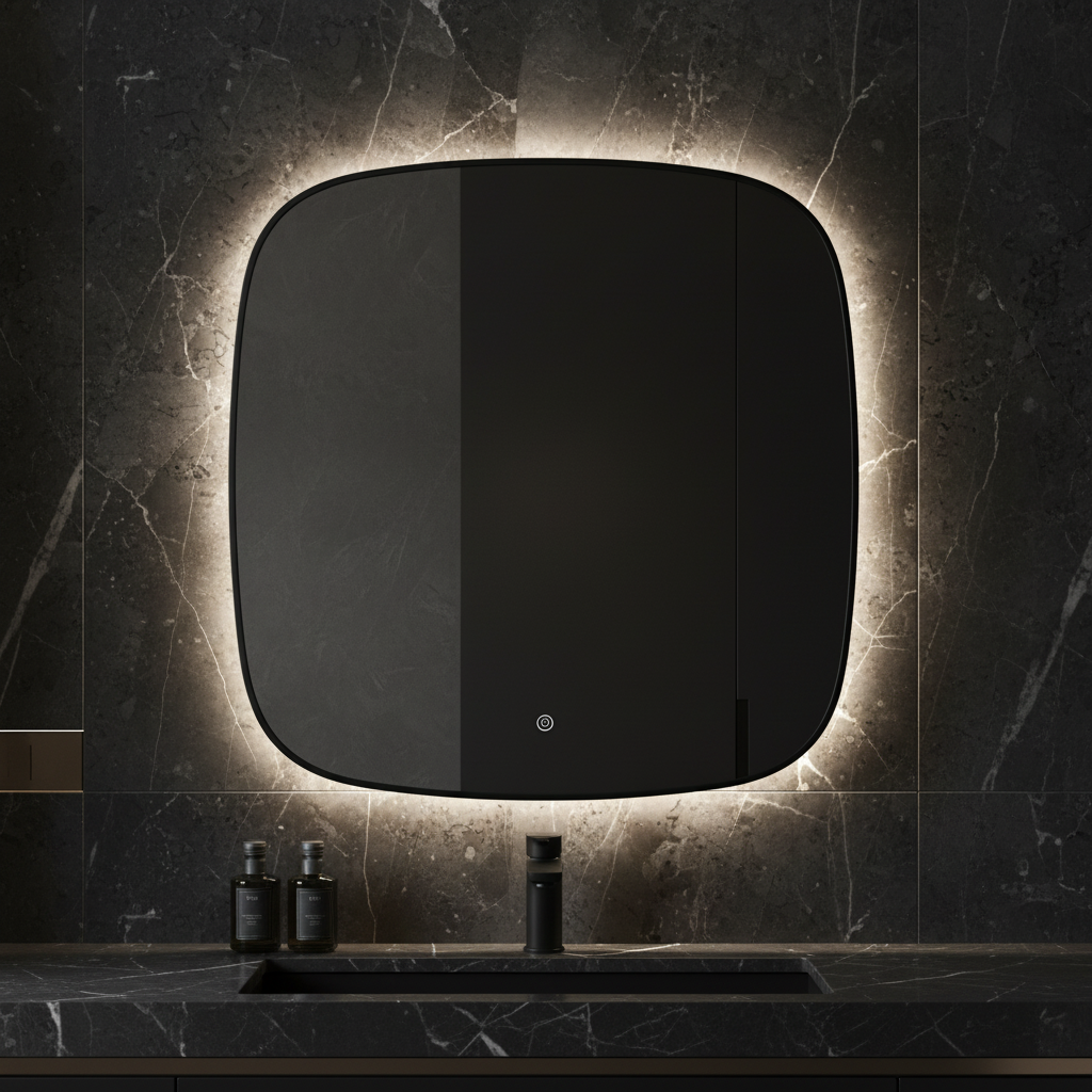 Oglinda LED DUBLIN Black 80x80CM 3 Lumini si Touch