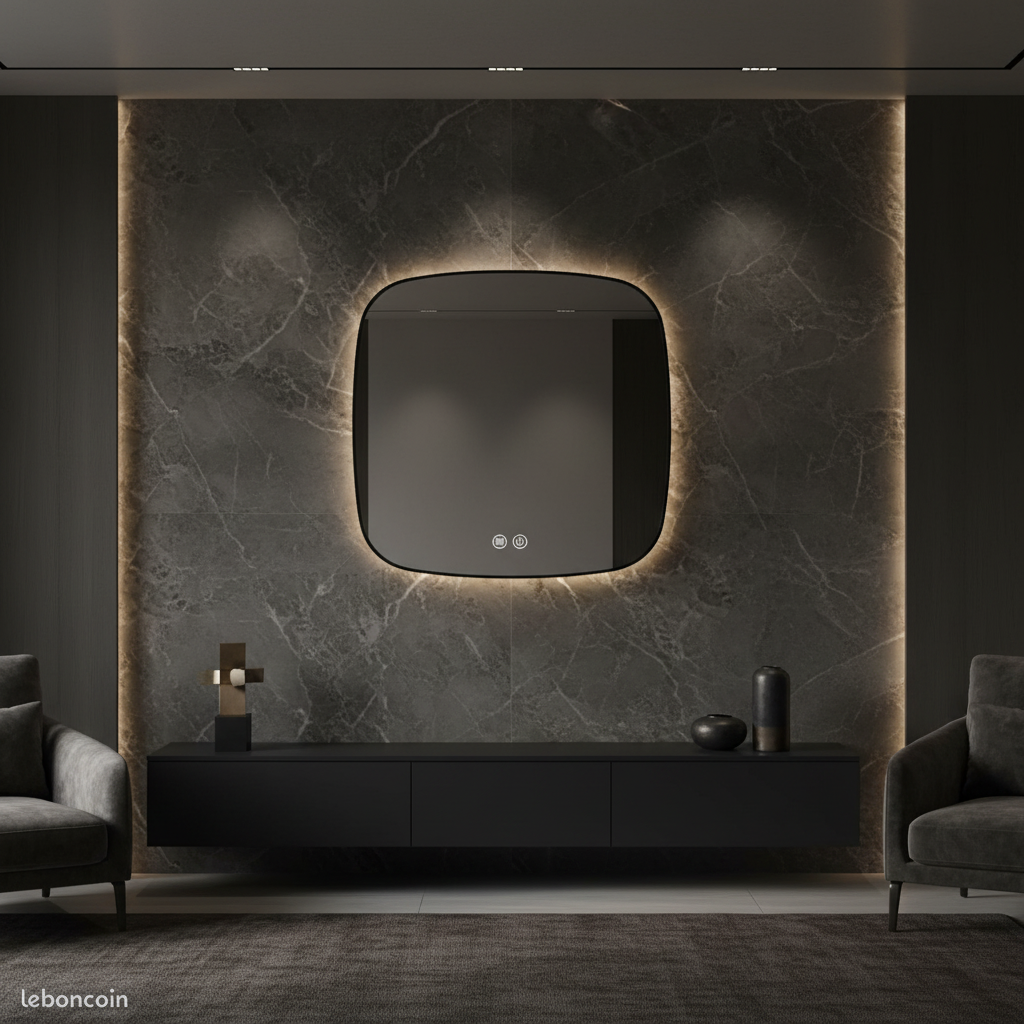 Oglinda LED DUBLIN Black 80x80CM 3 Lumini si Touch