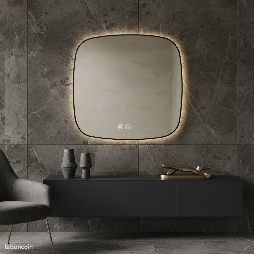 Oglinda LED DUBLIN Black 80x80CM 3 Lumini si Touch