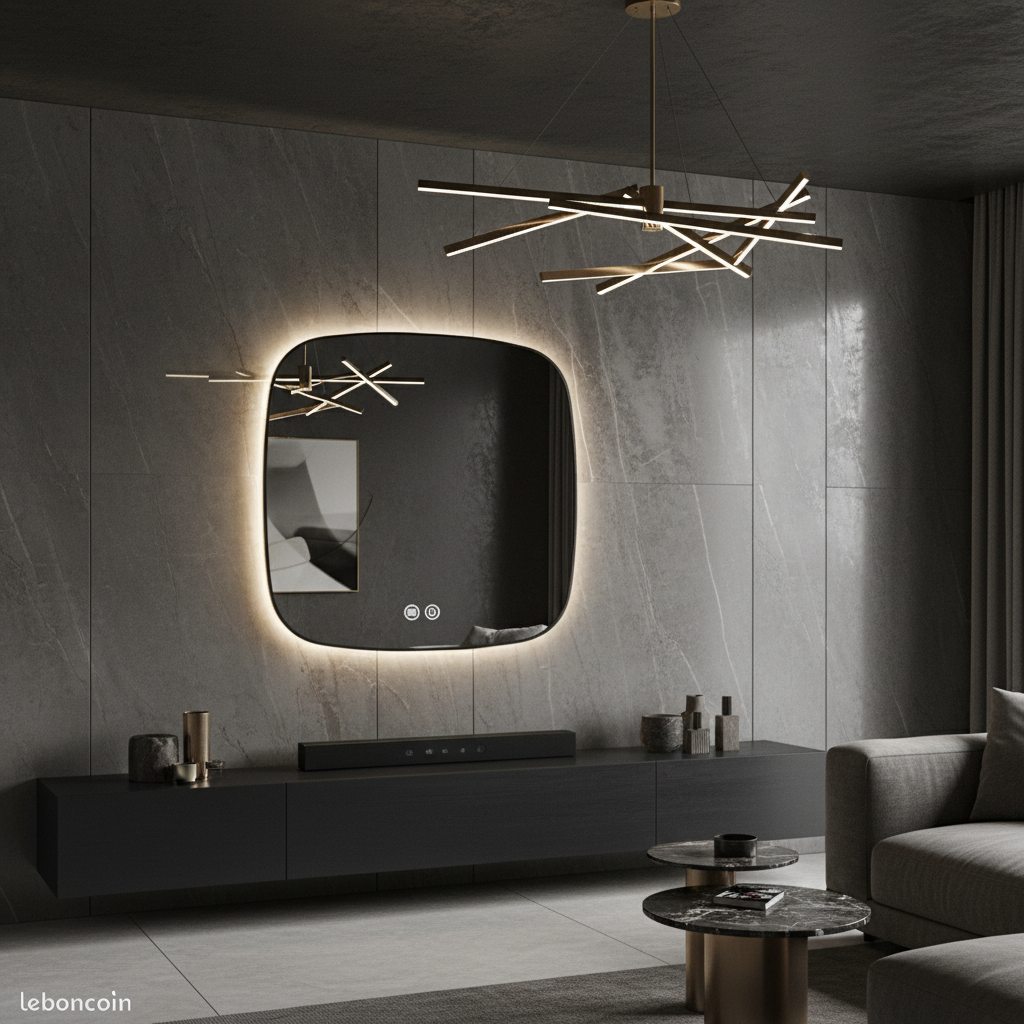 Oglinda LED DUBLIN Black 80x80CM 3 Lumini si Touch