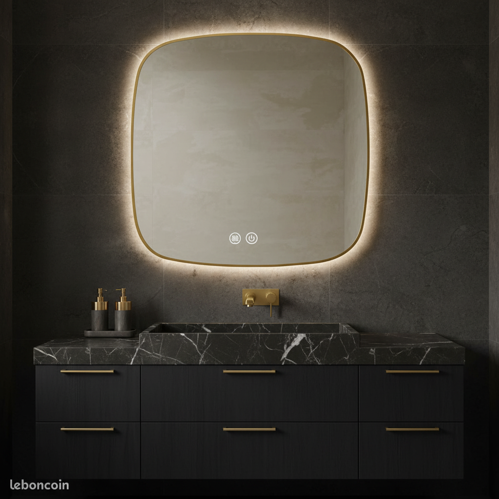 Oglinda LED DUBLIN Gold 80x80CM 3 Lumini si Touch