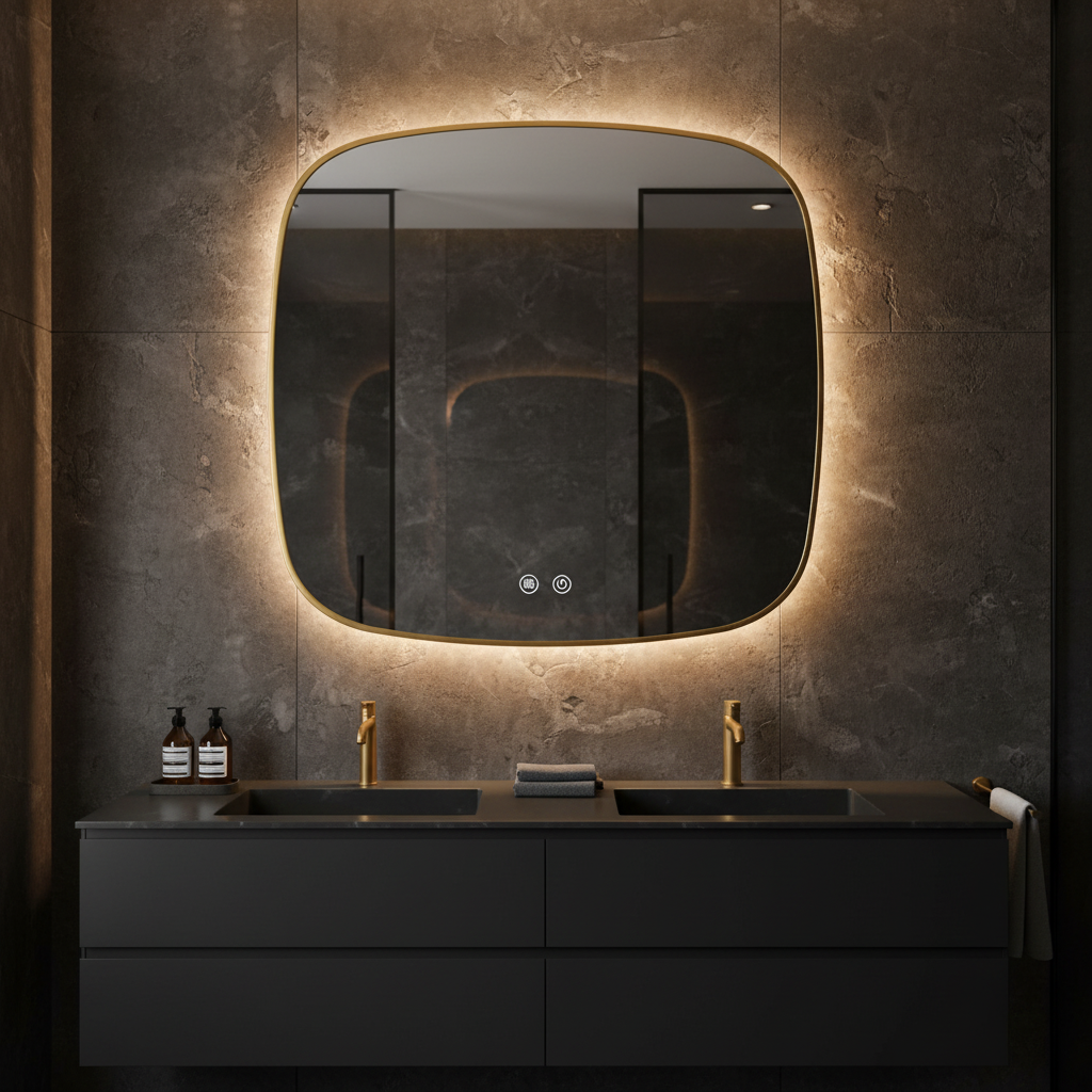 Oglinda LED DUBLIN Gold 80x80CM 3 Lumini si Touch