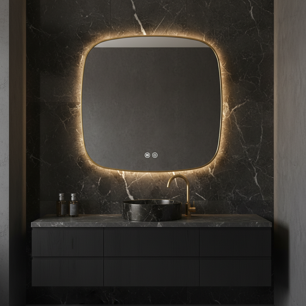 Oglinda LED DUBLIN Gold 80x80CM 3 Lumini si Touch