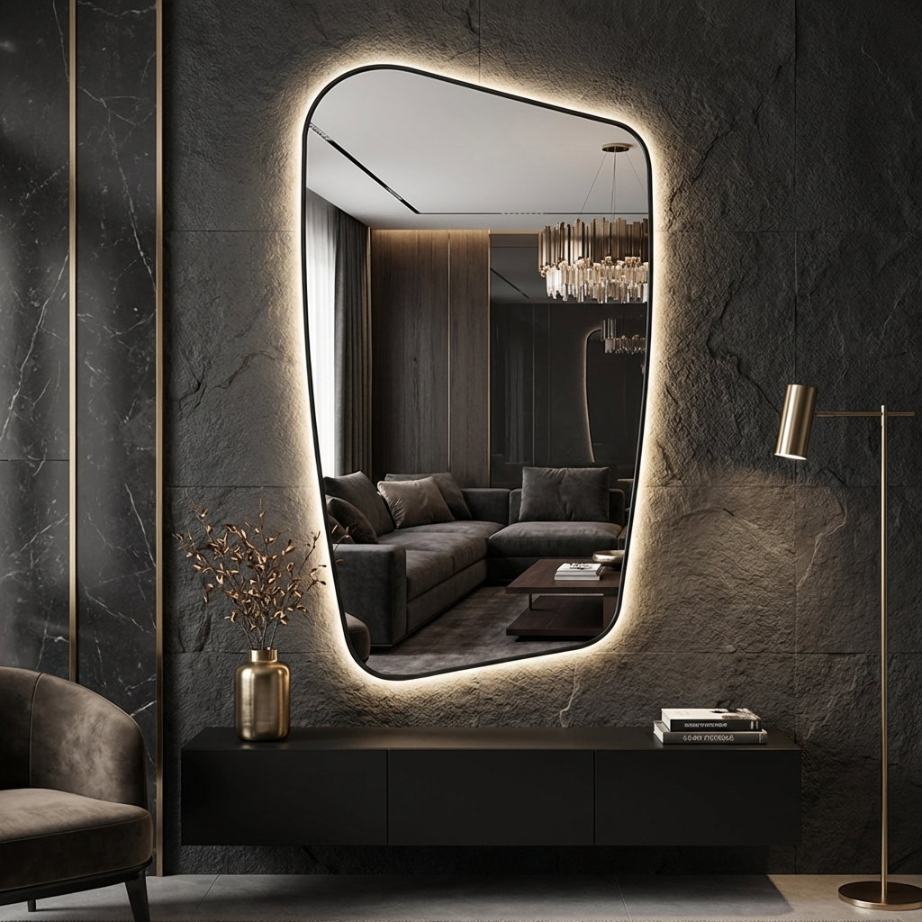 Oglinda LED ALICANTE Black 70x110CM 3 Lumini si Touch