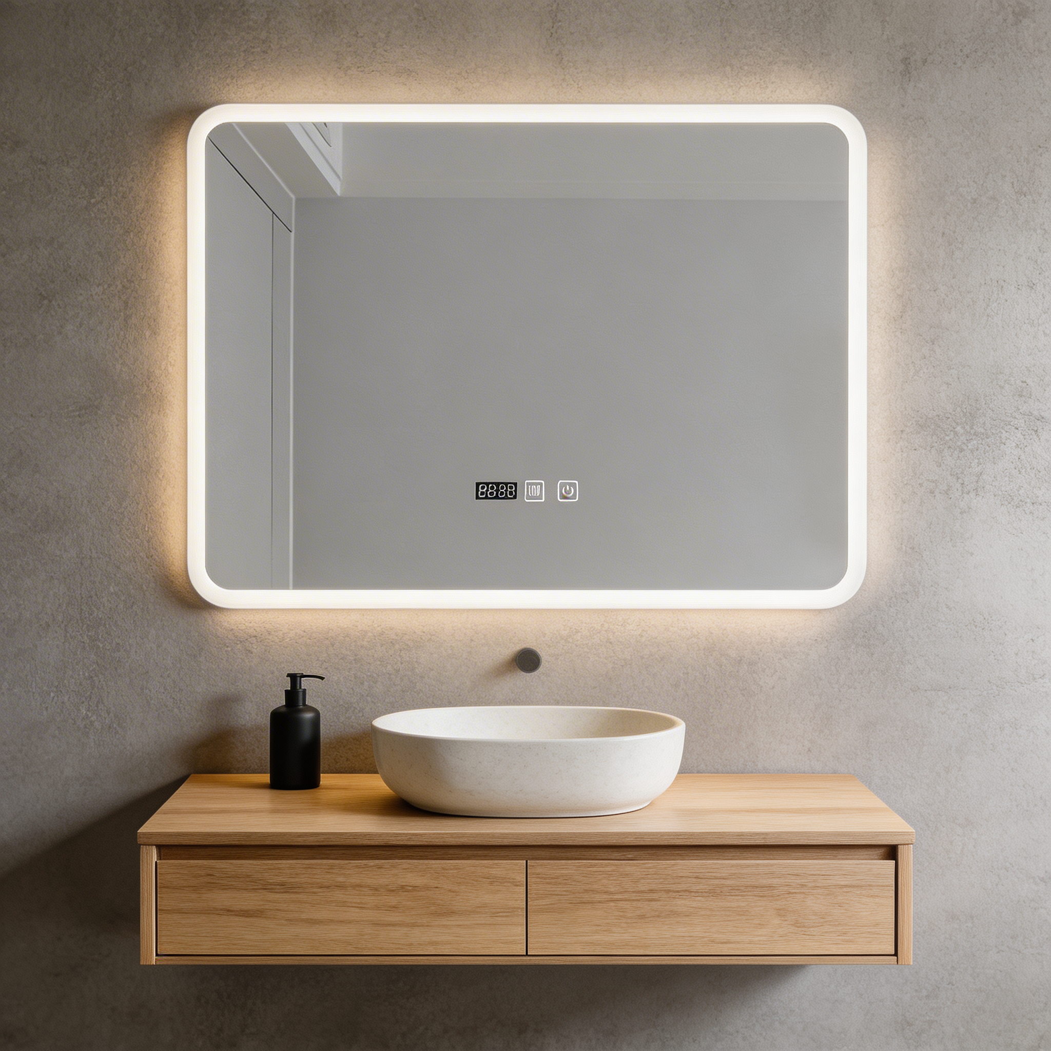 Oglinda LED ATLANTIS 80x60CM, 3 Lumini, Dezaburire si Touch