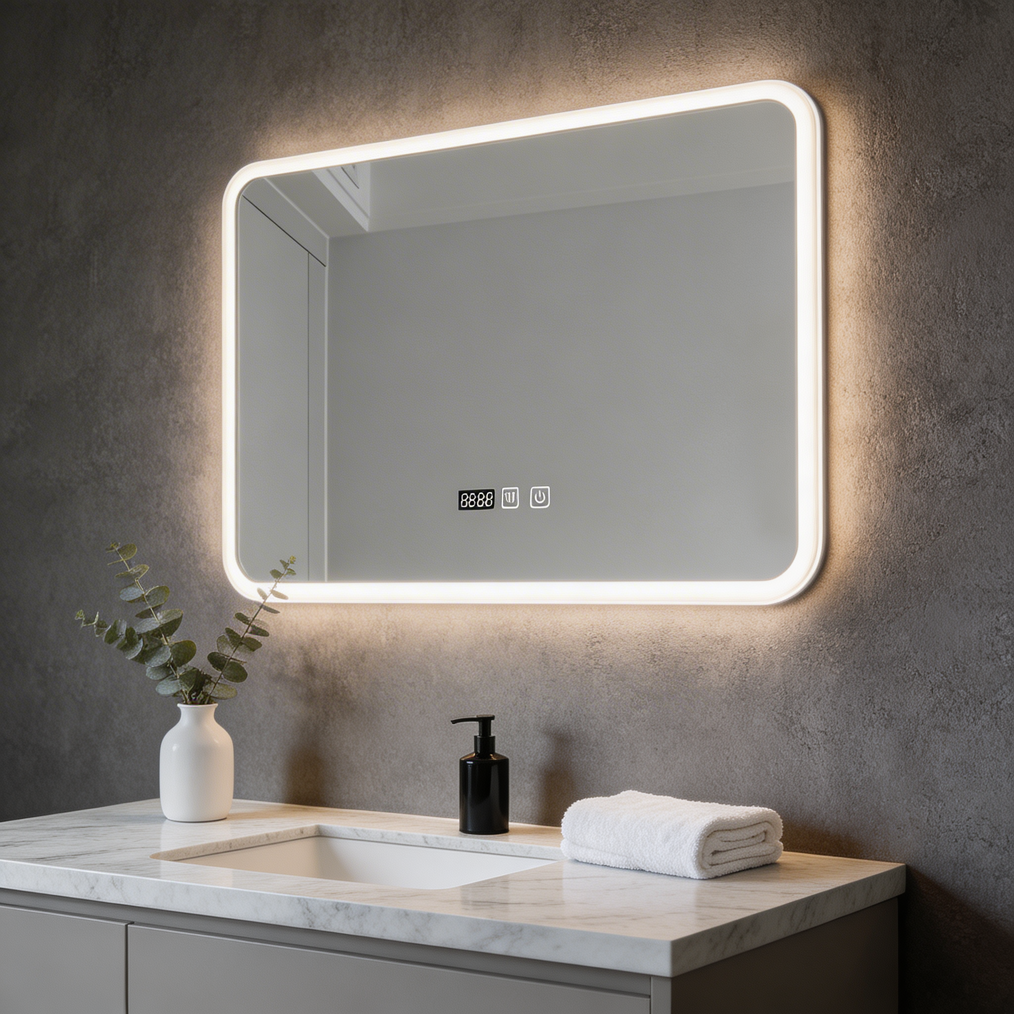 Oglinda LED ATLANTIS 80x60CM, 3 Lumini, Dezaburire si Touch