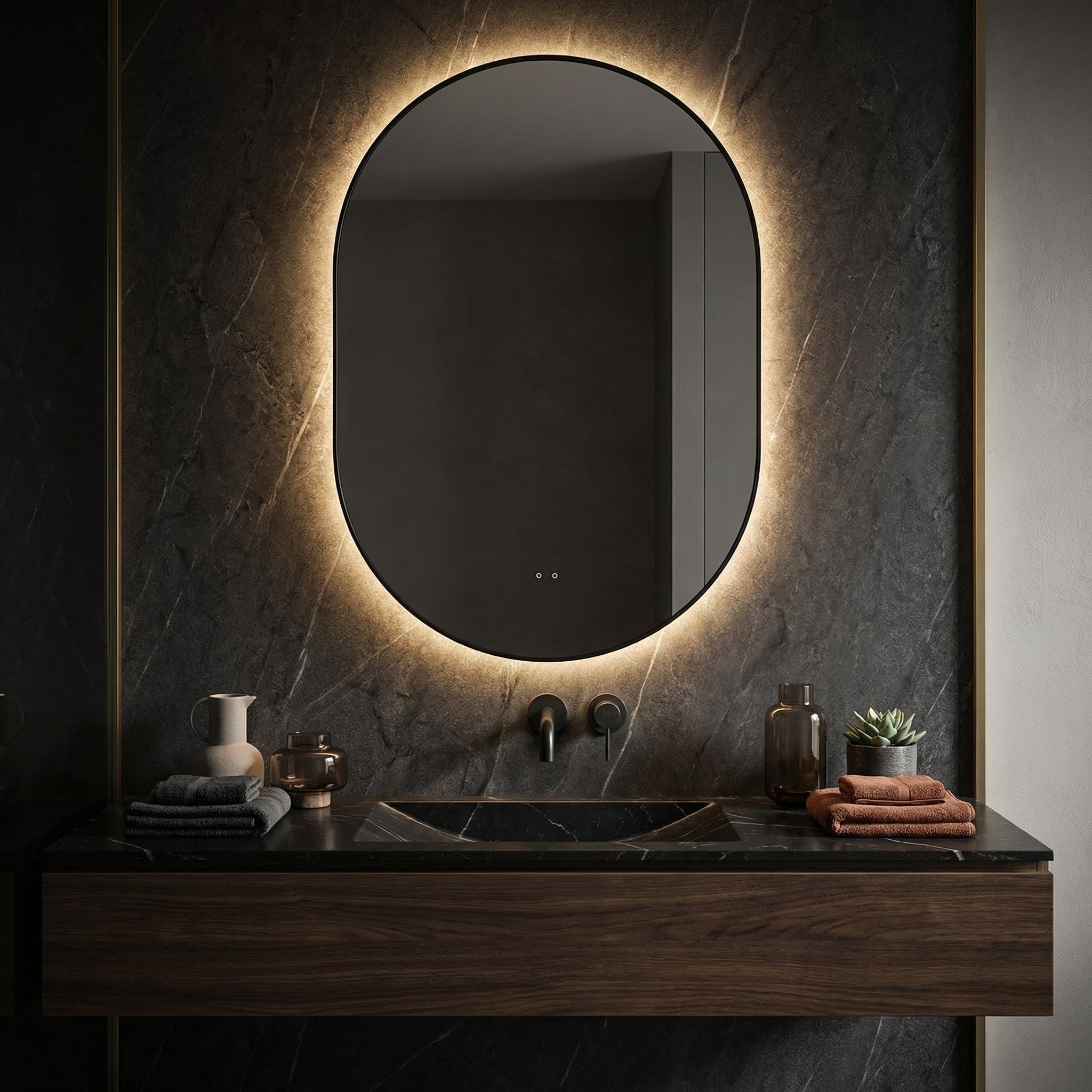 Oglinda LED INFINITY 60x85CM Slim Black Senzor Miscare