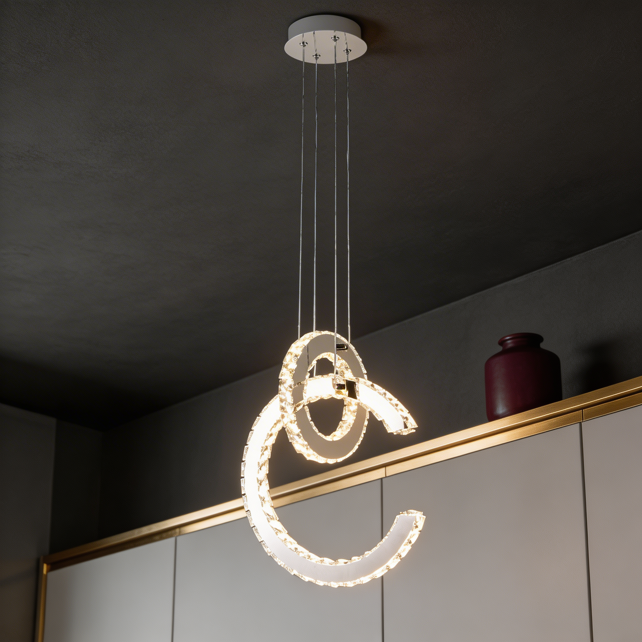 Lustra LED Suspendata BALANCE White/Crom Echivalent 400W