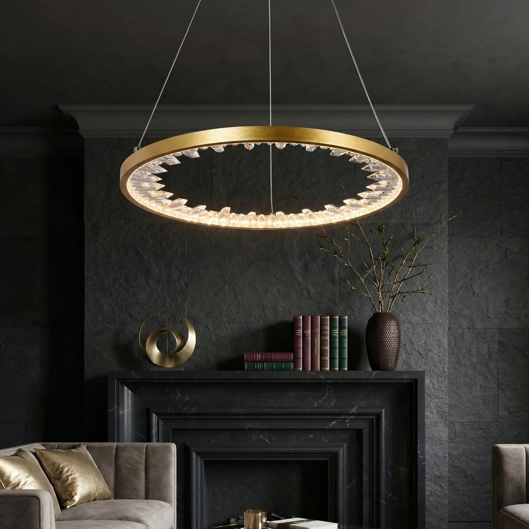 Lustra LED Suspendata CLARION Gold Echivalent 200W