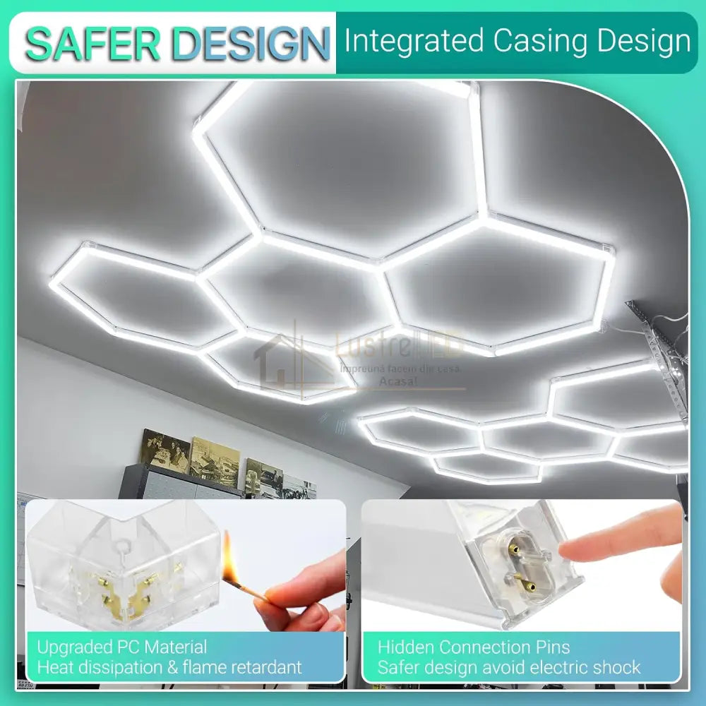 Honeycomb Led 5 Hexagoane Luminoase 192W 235 X 164 Cm Honeycomb Light