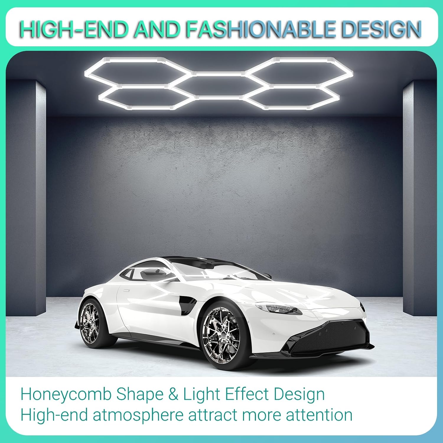 HoneyComb LED 5 Hexagoane Luminoase 192W 235 X 164 CM