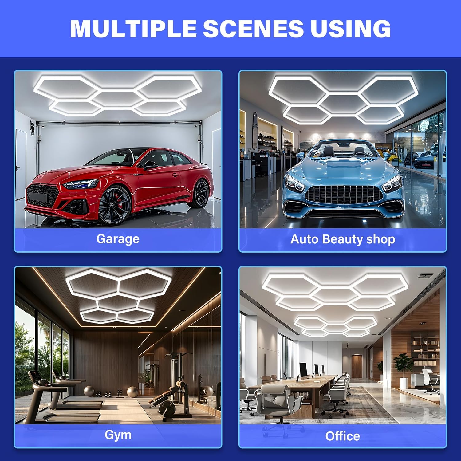 HoneyComb LED 5 Hexagoane Luminoase 192W 235 X 164 CM