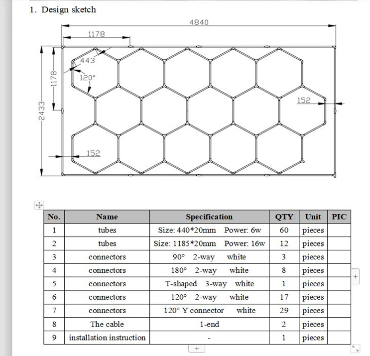 HoneyComb LED Hexagon Luminos PREMIUM Rama De Aluminiu