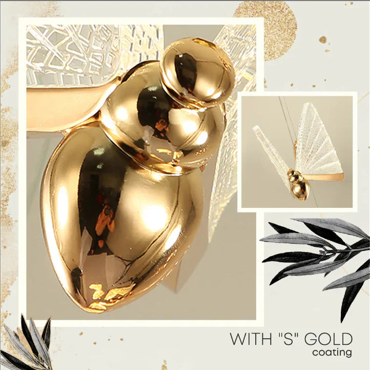 Lustra LED Luxury 5 Golden Butterflies