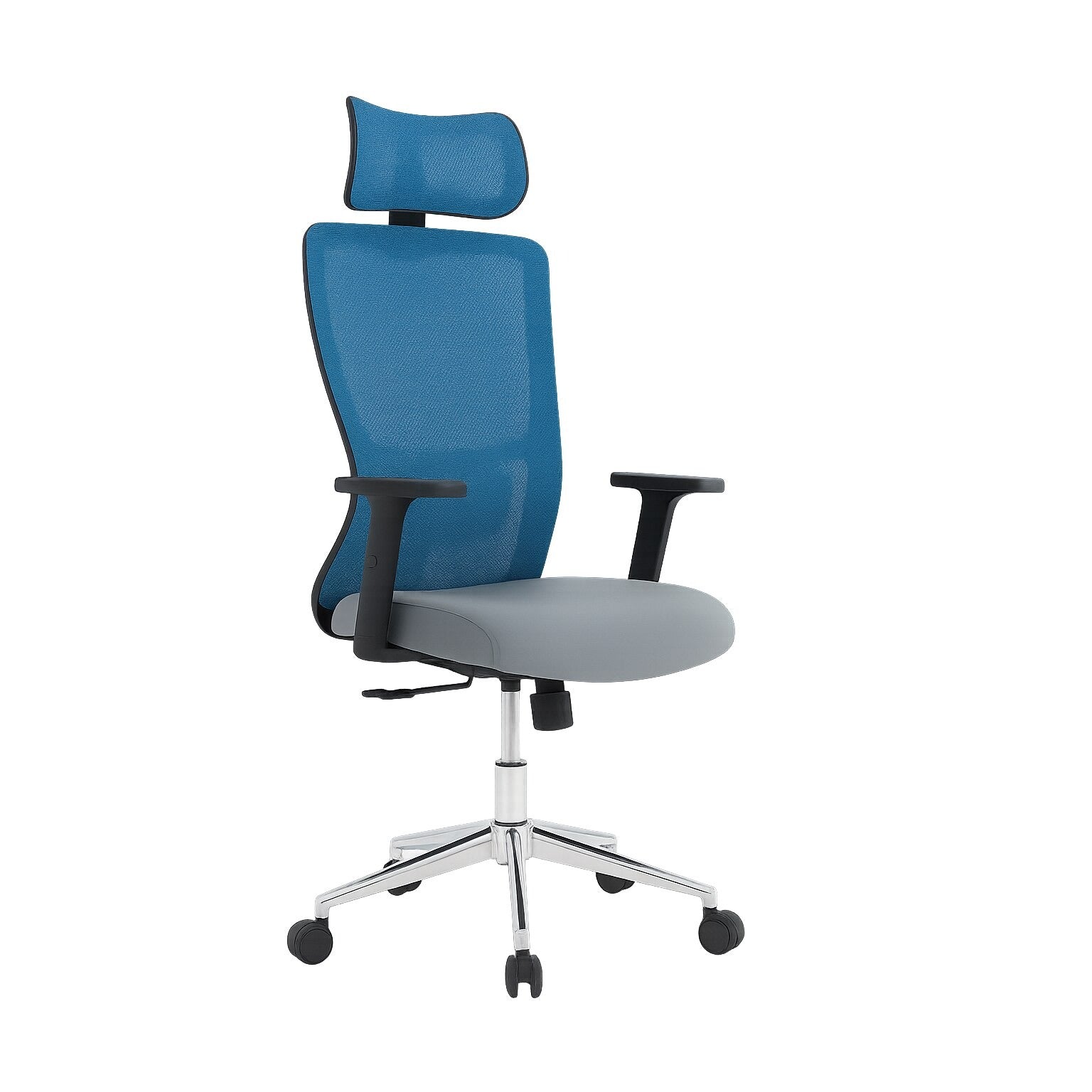 Scaun de Birou Reglabil Ergonomic cu Suport Cervical Albastru-Gri