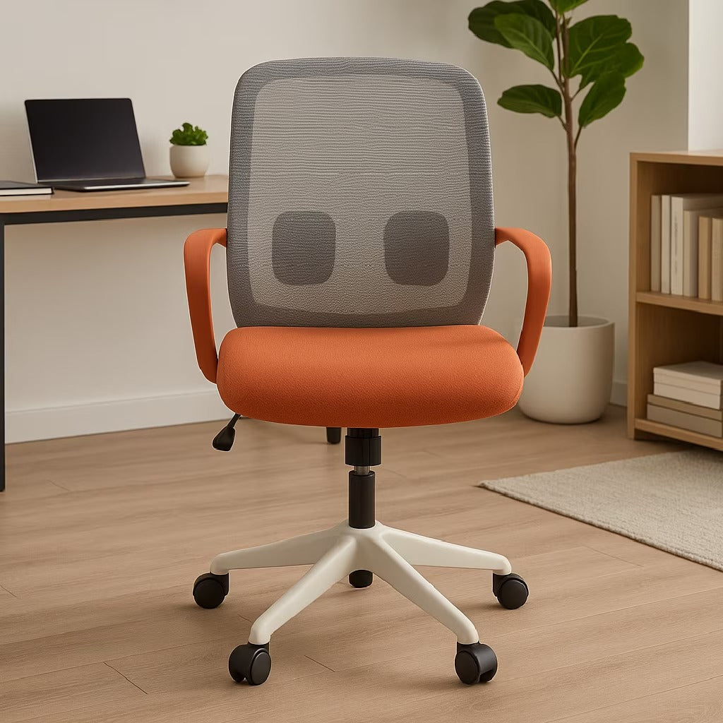 Scaun de Birou Reglabil Ergonomic 8102L Gri-Portocaliu