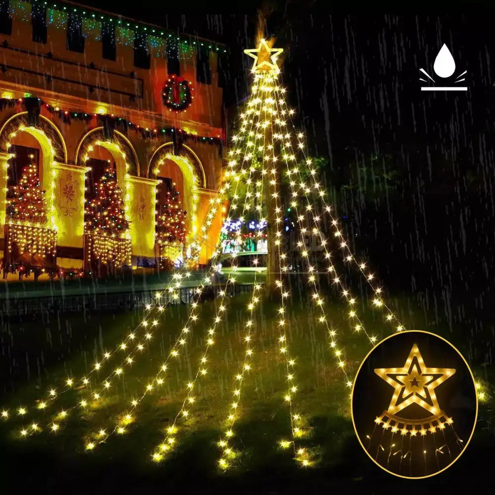 Instalatie Led Perdea Cu Stea In Varf Christmas Lighting