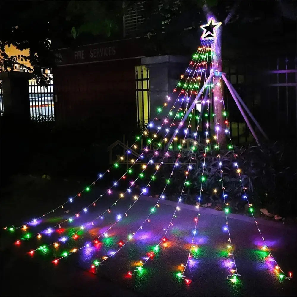 Instalatie Led Perdea Cu Stea In Varf Christmas Lighting