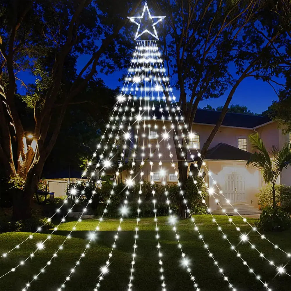 Instalatie Led Perdea Cu Stea In Varf Christmas Lighting