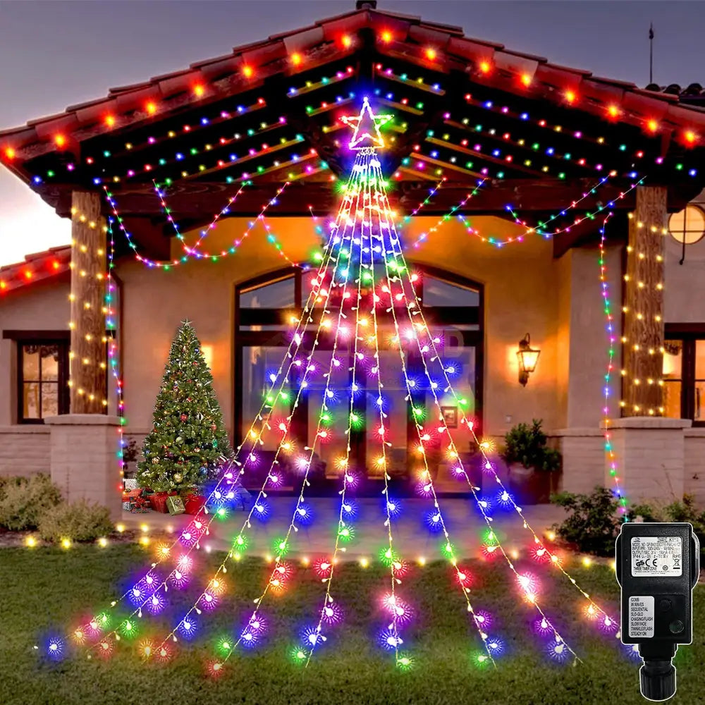 Instalatie Led Perdea Cu Stea In Varf Christmas Lighting