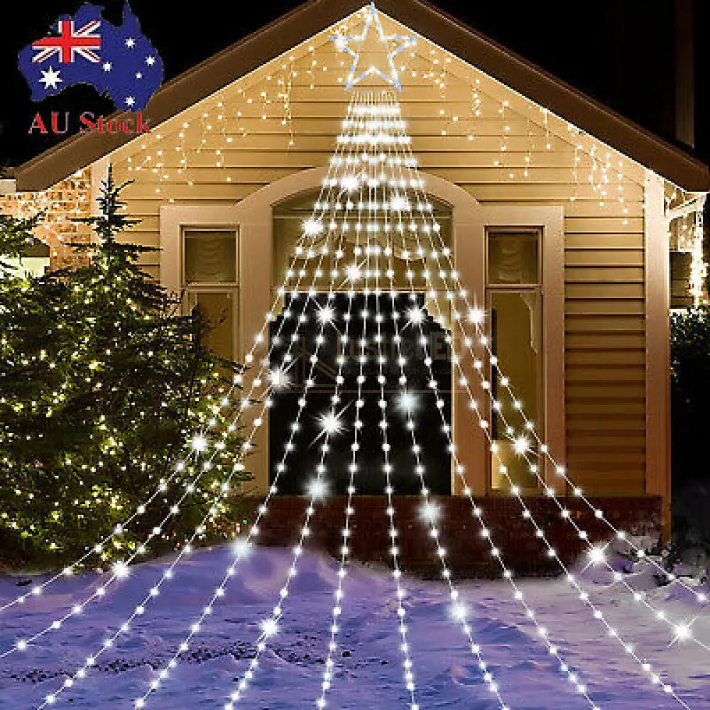 Instalatie Led Perdea Cu Stea In Varf Christmas Lighting