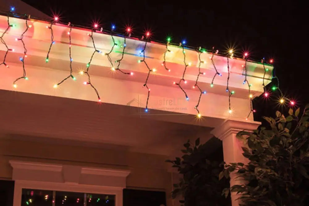 Instalatie Led Perdea Turturi 143 Led-Uri Hexagon 5X0.6M Fir Negru Diverse Culori Christmas Lighting