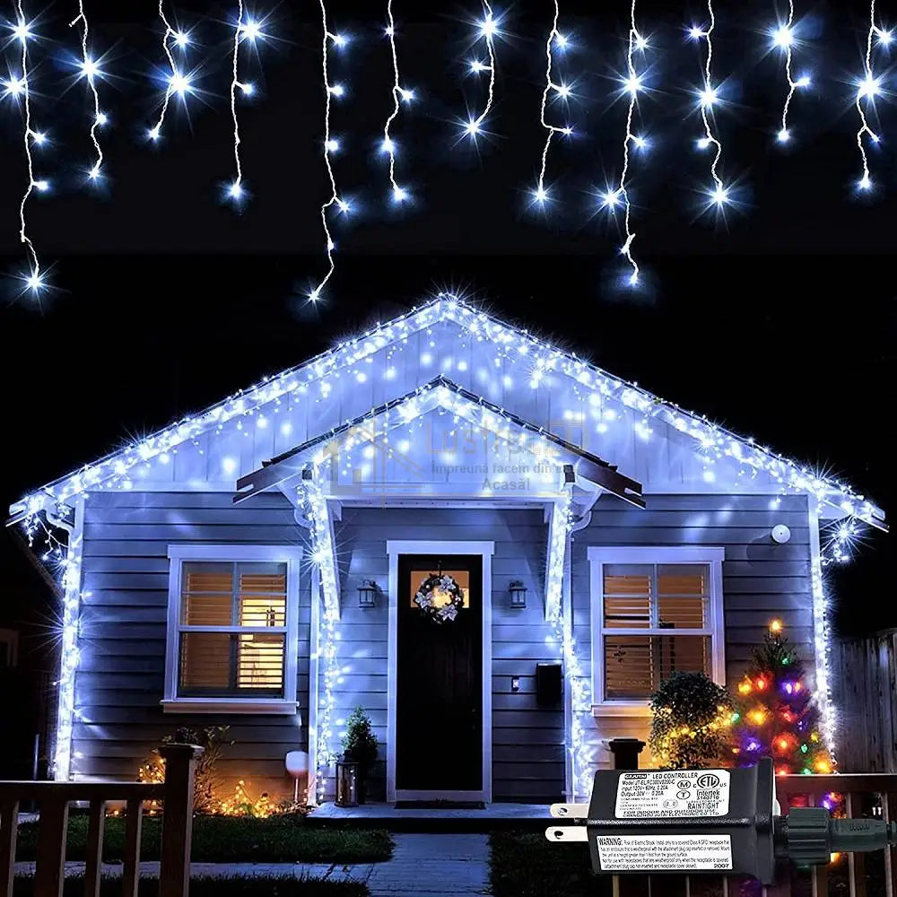 Instalatie Led Perdea Turturi 143 Led-Uri Hexagon 5X0.6M Fir Negru Diverse Culori Christmas Lighting