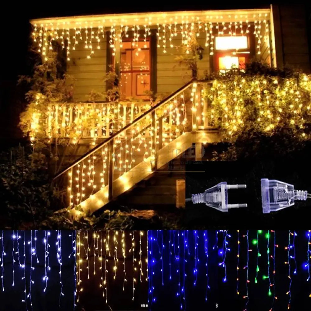 Instalatie Led Perdea Turturi 143 Led-Uri Hexagon 5X0.6M Fir Negru Diverse Culori Christmas Lighting