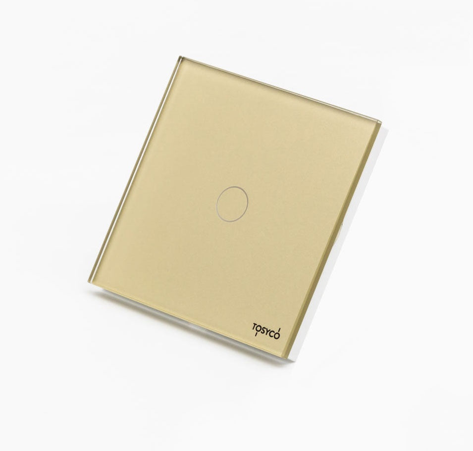 Intrerupator Auriu cu Touch din Sticla 1 Buton Premium