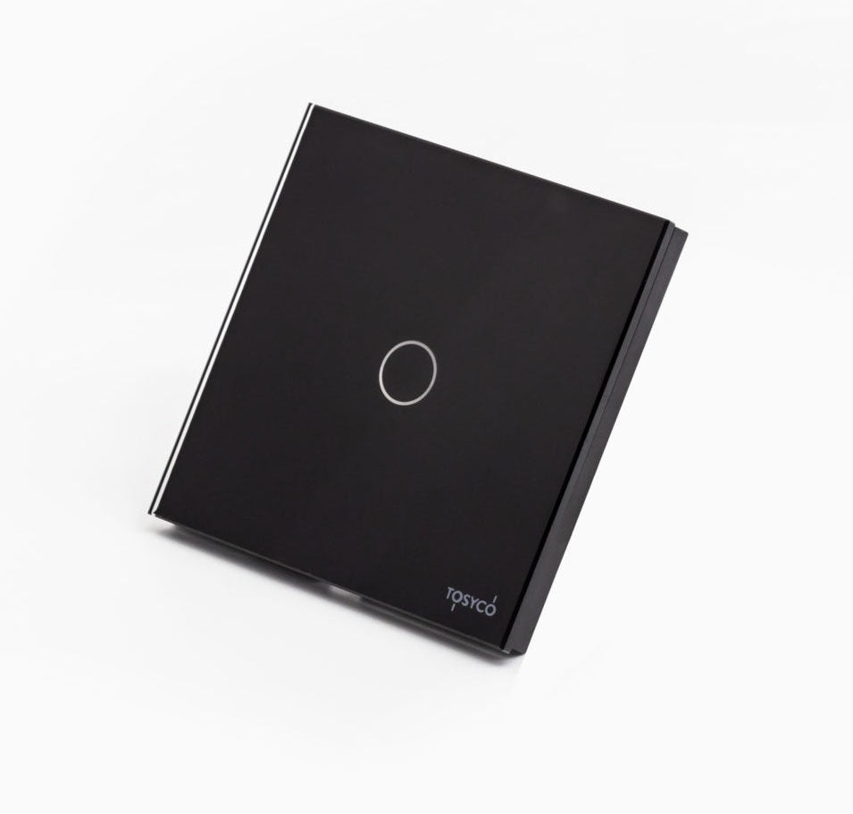 Intrerupator Negru cu Touch din Sticla 1 Buton Premium