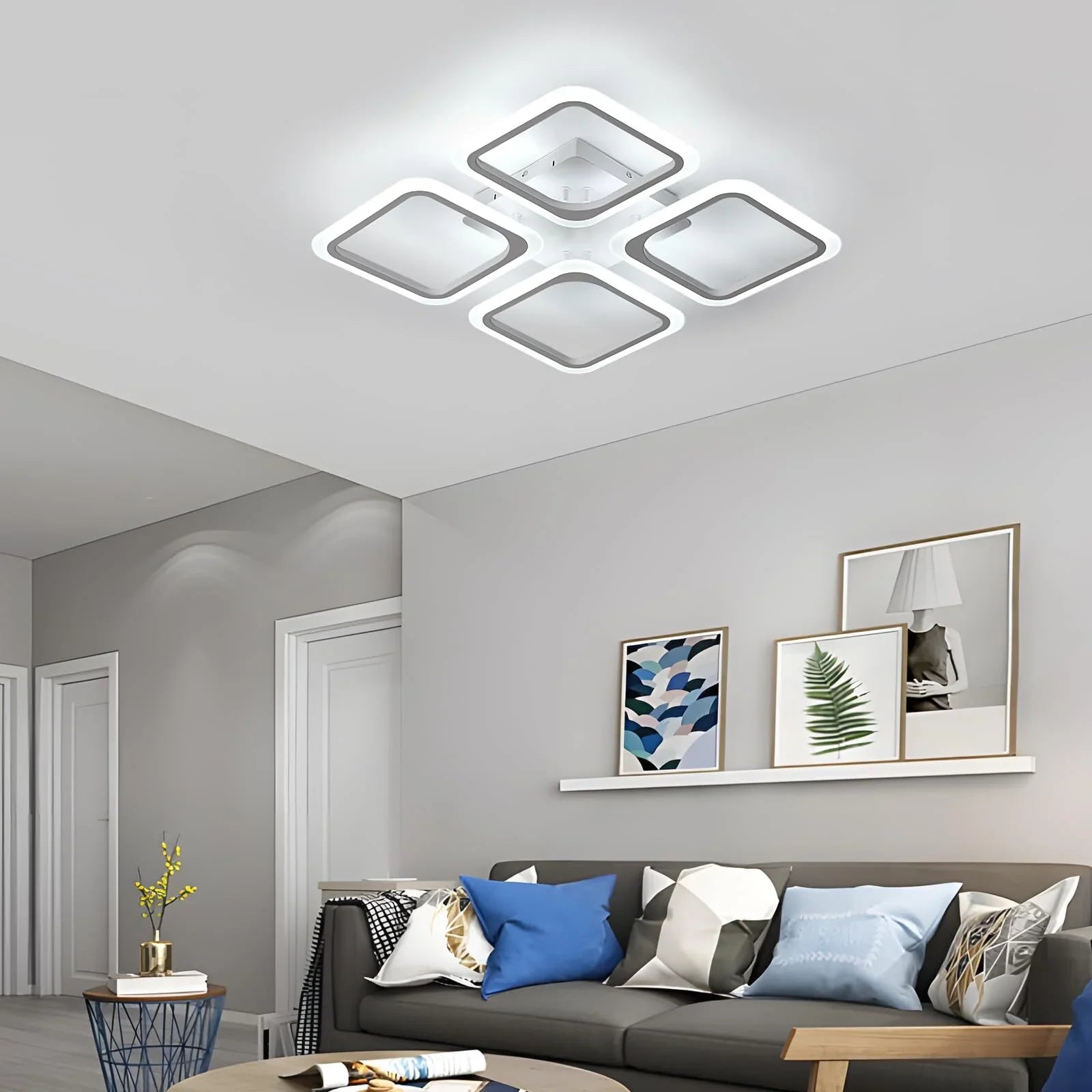 Lustra LED 4 SQUARES SONNE Alb Echivalent 700W Telecomanda